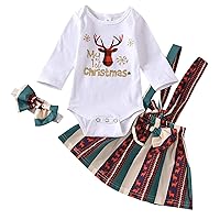 Teen Outfits Striped Hairband Christmas Baby Print Outfits Romper Set Girls Skirt Girls Close (Multicolor, 12-18 Months)
