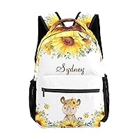 Cute Rhino Sunflower Honey Bee Personalized Kids Backpack for Boy/Girl Teen Primary School Daypack Travel Bag Bookbag
