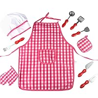 Baking Set Children's Apron, Play Kitchen Accessories for Toys for Girls Kids' Dress Up & Pretend Play，Can Be Used As 2 3 4 5 6 7year Old Girl Birthday Gift.