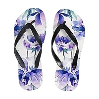 Vantaso Slim Flip Flops for Women Purple Violet Peonies Yoga Mat Thong Sandals Casual Slippers