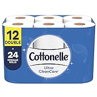 Cottonelle Ultra CleanCare Toilet Paper, 12 Double Rolls, Strong Bath Tissue (12 Double Rolls = 24 Regular Rolls)