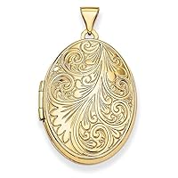 14k Yellow Gold Polished Engravable Holds 2 photos Scroll Oval Locket Measures 33.5x19.65mm Wide Jewelry for Women
