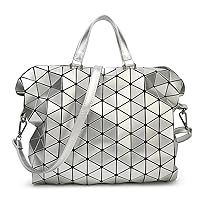 Color Scissor Womens PU Leather Large Shoulder Bag Geometric Split Joint Tote Handbag Purse