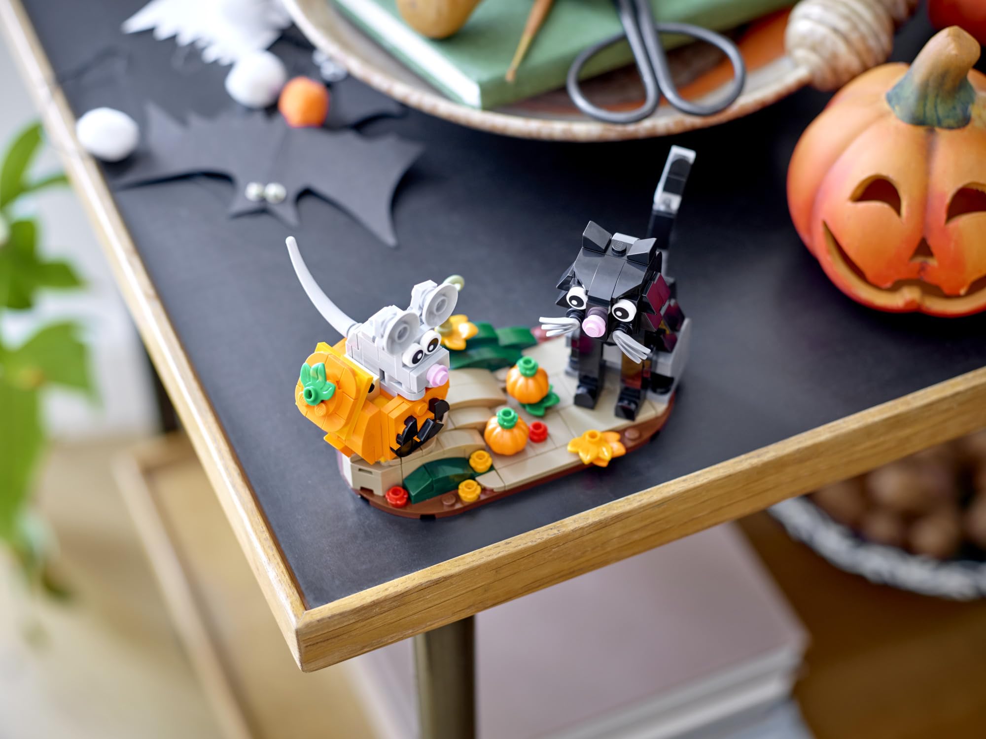 LEGO Halloween Cat & Mouse 40570 Building Kit, Whimsical Halloween Décor with Adorable Cat, Mouse, and Pumpkin Toys, Halloween Toy