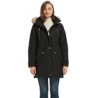 IKAZZ Women's Winter Coats, Thickened Warm Insulated Vegan Down Long Parka Jacket with Fur Faux Removable Hood