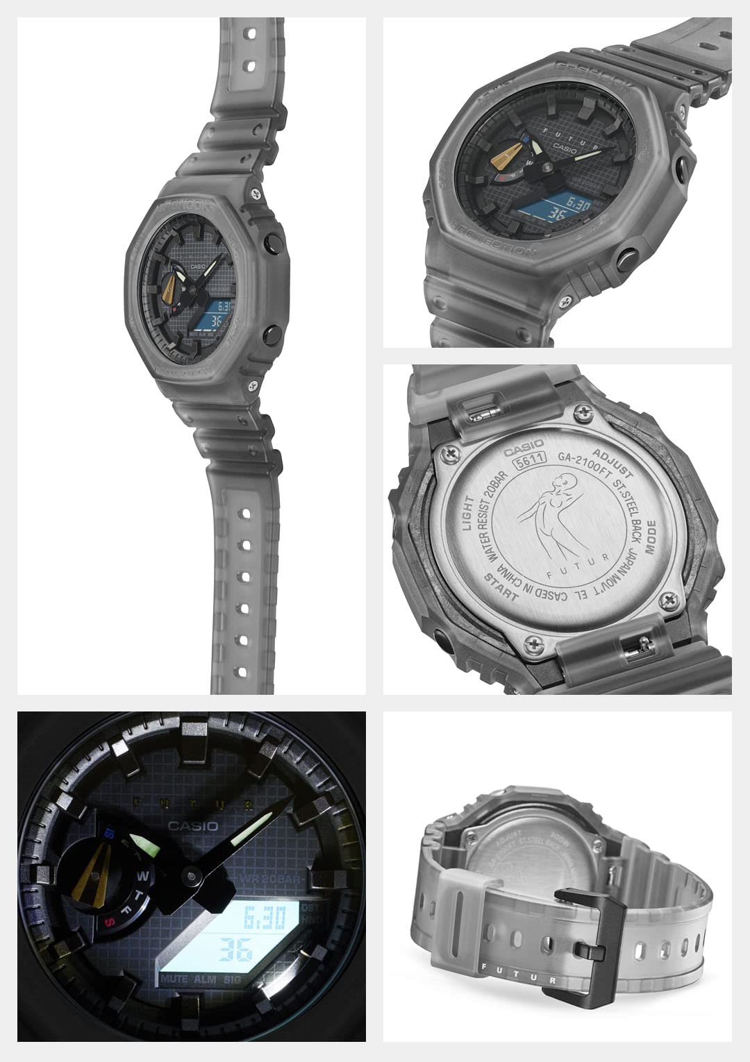 Casio GA-2100 Series Men's Carbon Core Guard Digital Analog Combination Model Wristwatch