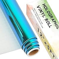 5FT Holographic Vinyl Roll - 12”x5FT(60 INCH) 010 Holographic Permanent Vinyl Bundle, Holographic Vinyl Roll for Mug, Cup, Glass Window, Home Decal, Party & Birthday