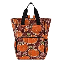 Autumn Pumpkins Fall Diaper Bag Backpack for Baby Boy Girl Large Capacity Baby Changing Totes with Three Pockets Multifunction Baby Nappy Bag for Picnicking Playing
