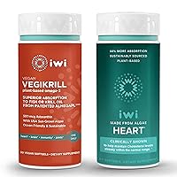Iwi Life Vegikrill & Heart Omega-3 Bundle, 30 Servings, Vegan Plant-Based Algae Omega 3, Krill & Fish Oil Alternative, No Fishy Aftertaste
