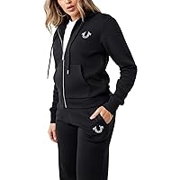 True Religion Women's Studded Horseshoe Zip Up Hoody