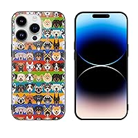 Colorful Dogs Protective Phone Case Ultra Slim Glass Case Shockproof Phone Cover Shell Compatible for iPhone 14 Pro Max