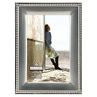 Malden International Designs 5294-46 Classic Silver Metal With Silver Beads 2-Tone Picture Frame, 4x6, Silver