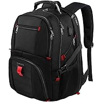 YOREPEK 18.4 Laptop Large Backpacks Fit Most 18 Inch Laptop with USB Charger Port,TSA Friendly Flight Approved Weekend Carry on Backpack with Luggage Strap for Men and Women, Black
