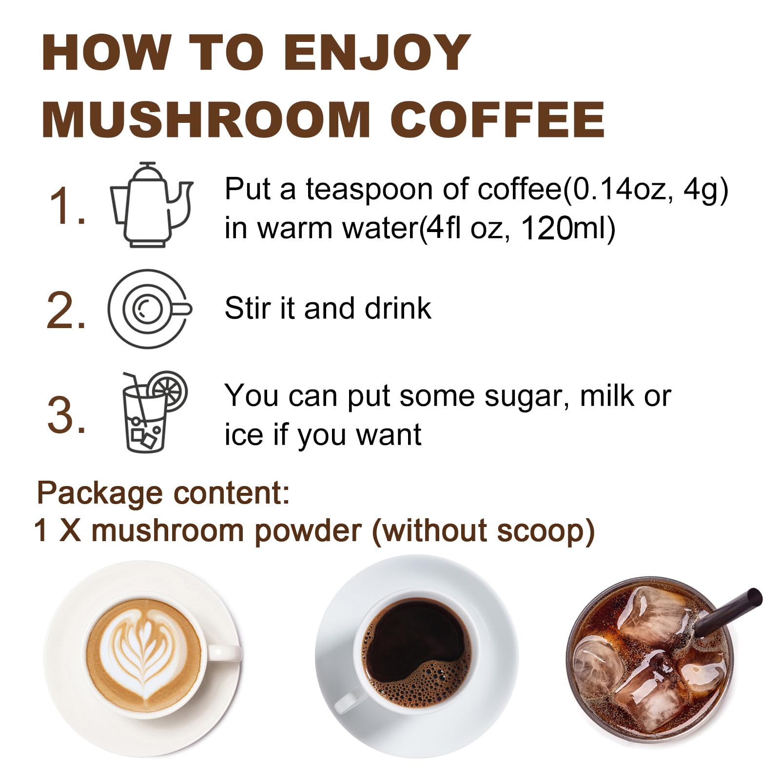 Mushroom Coffee & Ten Mushrooom Powder 227g, with Lions Mane, Reishi, Cordyceps, Turkey Tail, Chaga -Mushroom Supplement for Energy, Focus, Immune Support - 8oz