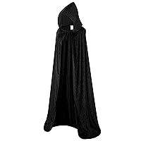 Unisex Full Length Velvet Cape with Hood Adult Halloween Costume Cloak Vampire Witch Cosplay for Women