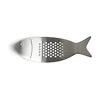 Kikkerland Stainless Steel Fish Shape Handheld Garlic Crusher Mincer Press, Kitchen Tool, Dishwasher Safe