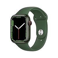 Apple Watch Series 7 [GPS + Cellular 45mm] Smart Watch w/Green Aluminum Case with Clover Sport Band. Fitness Tracker, Blood Oxygen & ECG Apps, Always-On Retina Display, Water Resistant