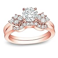 IGI Certified 14k Gold Round-cut Diamond Bridal set Ring (1 1/2 cttw, H-I, SI2-I1) Size 4-9