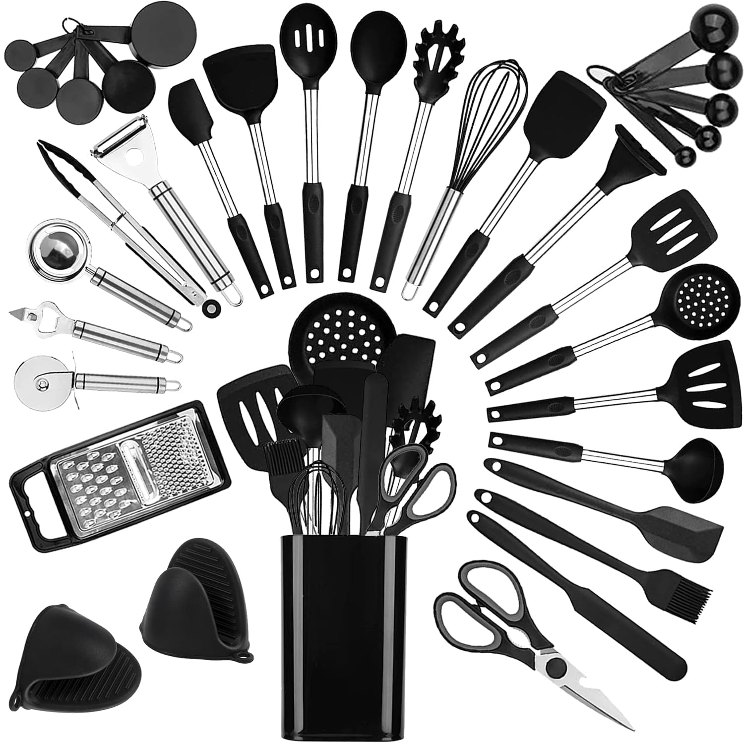 35 Pcs kithcen Utensils set Cooking Utensils set with Holder Silicone and Stainless Steel Utensils Set Kitchen Tool Set,Baking Set Kitchen Set Kitchen Gadgets Kitchen Tools Cookware Set
