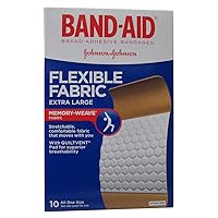 Johnson & Johnson Band-Aid Extra Large Flexible Fabric Adhesive Bandages, 10 Count