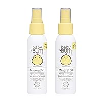 Sun Bum Baby Bum SPF 50 Sunscreen Spray | Mineral Uva/Uvb Face & Body Protection for Sensitive Skin | Fragrance Free | Travel Size | 3 fl oz | 2 Pack