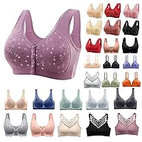 Womens Plus Size Bras Front Closure Wireless Push Up Bralettes Full Coverage Underwear Comfortable Support Bras Trendy