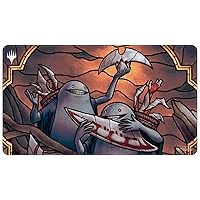 Ultra PRO - White Stitched Card Playmat for MTG: March of The Machines Aftermath ft. Urborg Scavengers - Protect Cards During Gameplay, Perfect as Oversized PC Gaming Mouse Pad