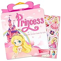 Princess Sticker Book Reusable Sticker Books for Toddlers 2-4 Years Preschool Learning Waterproof Vinyl Stickers Books for Toddlers 1-2-3-4-5-6 Age Girls Boys