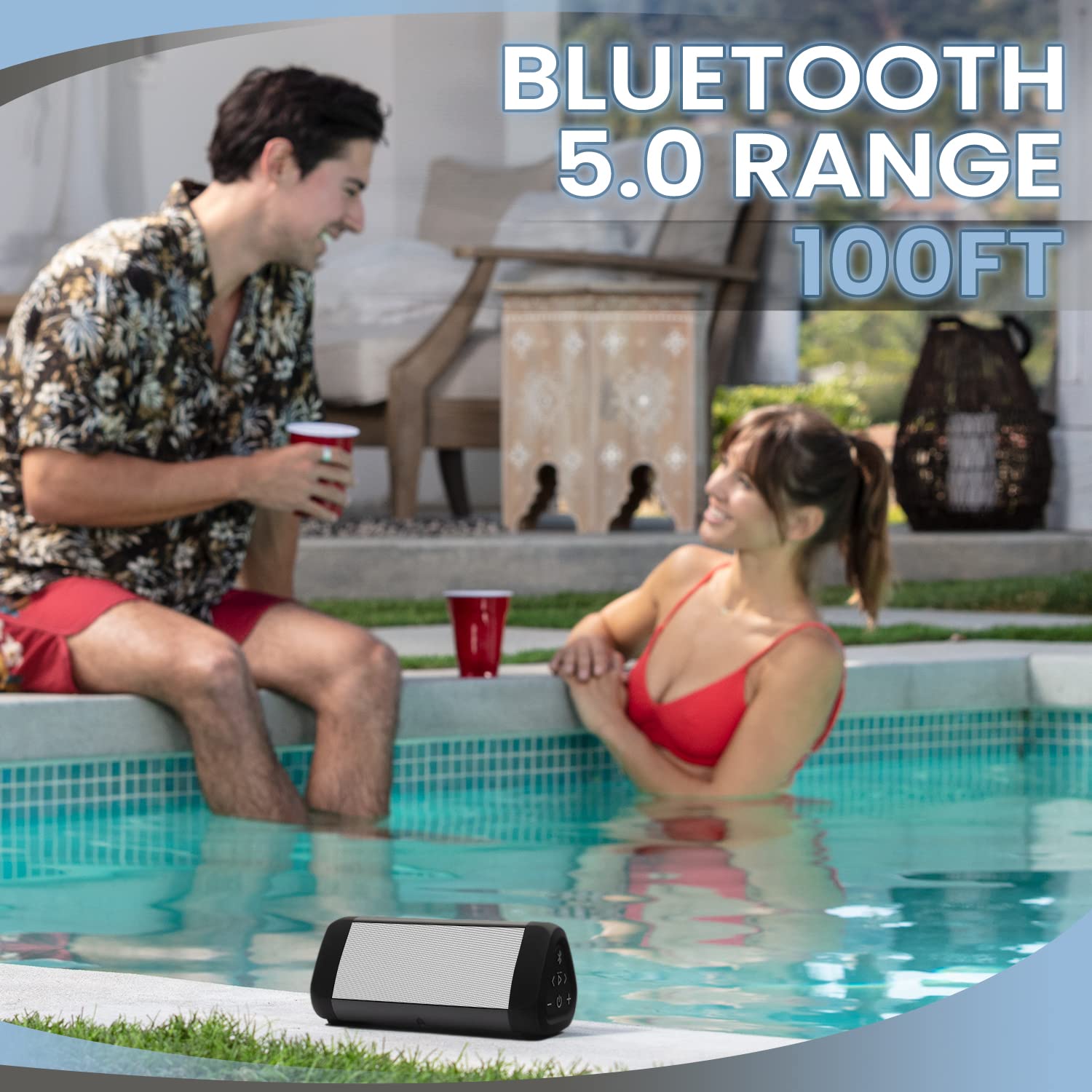 OontZ by CAMBRIDGE SOUNDWORKS Angle 3Ultra (4th Gen) Waterproof 5.0 Bluetooth Speaker, 14Watts, Hi-Quality Sound & Bass, 100Ft Wireless Range, Play 2, 3 or More Speakers Together, OontZ App (White)