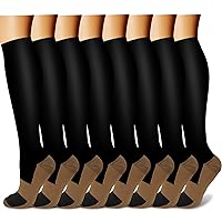QUXIANG Copper Compression Socks for Women & Men Circulation (8 Pairs) - Best for Running Athletic Cycling - 15-20 mmHg