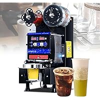 Automatic Cup Sealing Machine, Commercial Milk Tea Cup Sealer 400 Cups/H,Paper Cup/Bubble Tea Cup Sealer For 90-95mm Diameter, Boba Milk Tea/Coffee Sealing Machine (Color : Black, Size : 110v)--1pc