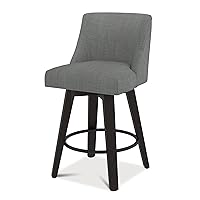 Counter Height Bar Stool, Upholstered Fabric Barstool with Back, Kitchen Island Bar Stool with Footrest, 26