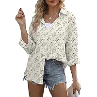 Womens Tops Spring Summer Long Sleeve Shirts Plus Size Button Down Shirts Loose Fit Womens Blouse Oversized
