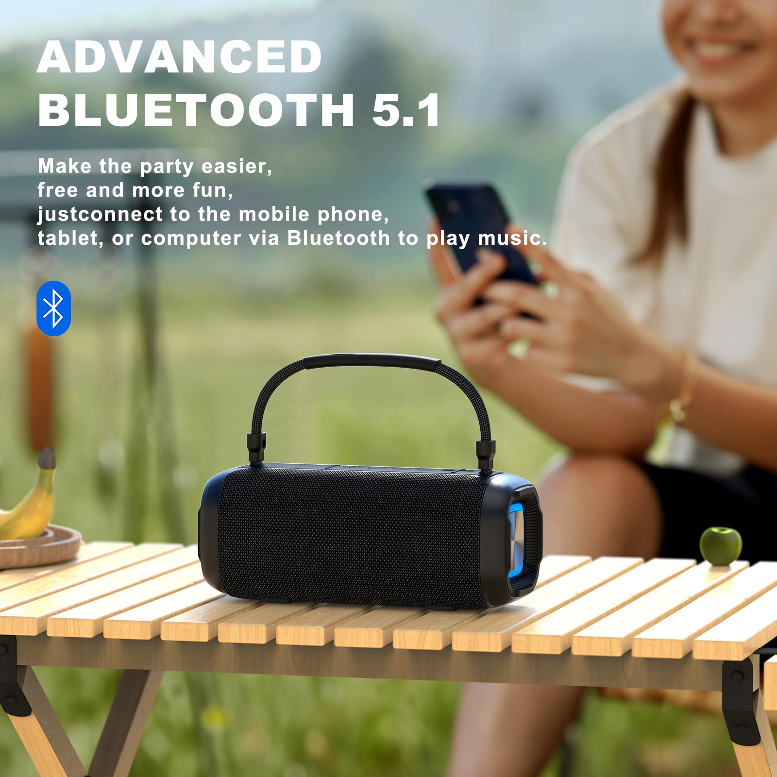 5.1 Home Theater System Bluetooth Speaker Portable Waterproof Louder Speaker with a Wireless Microphone for TV Home Audio System