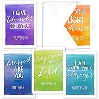 Religious Encouragement Note Card Pack / 25 Bible Verse Cards / 5 Vibrant Watercolor Designs / 3 1/2