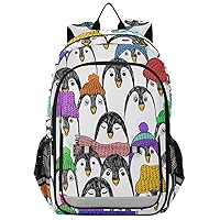 ALAZA Penguins in Colorful Hats and Scarfs Funny Penguin Reflective Backpack Outdoor Sport Safety Bag