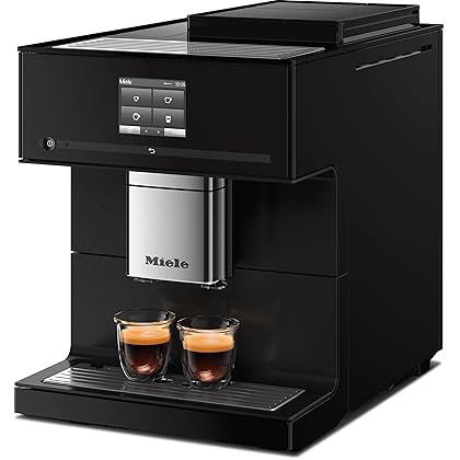 Miele NEW CM 7750 CoffeeSelect Automatic Wifi Coffee Maker & Espresso Machine Combo, 2.2 liter Obsidian Black - Grinder, Milk Frother, Cup Warmer, Glass Milk Container, Select From Multiple Beans