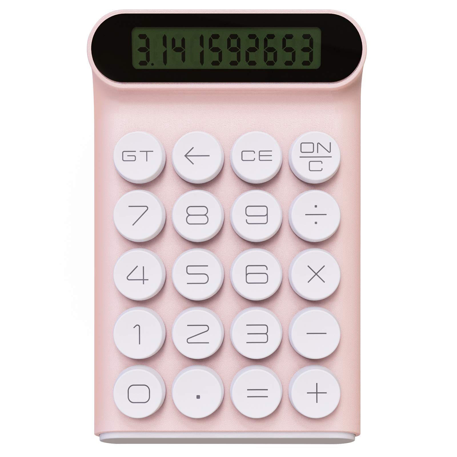 Mechanical Switch Calculator,Handheld for Daily and Basic Office,10 Digit Large LCD Display (Pink)