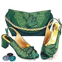 Purse&Shoe Mary Jane Women's Shoes with Bag (Color : Green, Size : 43EU)