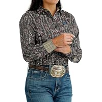 Cinch Women's Long Sleeve Grey Paisley Western Button Shirt