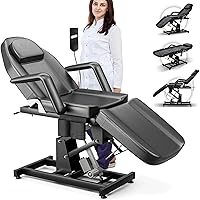 Electric Tattoo Chair Esthetician Bed, Height and Angle Adjustable Facial Bed for Client, Lash Chair Spa Table for Wax, Beauty Microblading, Massage, Black