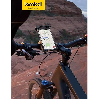 Lamicall Motorcycle Phone Holder Mount - Bike Handlebar Phone Mount Clamp, One Hand Operation, ATV Scooter Phone Clip for iPhone 14/13 Pro Max/X/XS, Galaxy S10 and 4.7