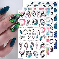 JMEOWIO 7 Sheets 3D Embossed Marble French Tip Nail Art Stickers Decals Self-Adhesive Pegatinas Uñas 5D Wave Line Nail Supplies Nail Art Design Decoration Accessories