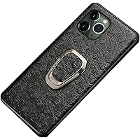 COOVS Case for iPhone 14 Pro Max, Genuine Leather TPU Silicone Hybrid Slim Protective Cover with Magnetic Car Mount Holder for iPhone 14 Pro Max (Color : Preto)