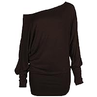 Ladies Off Shoulder Baggy Batwing Top Long Sleeve Casual Dress Size 6-20