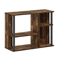 Furinno Classic Stand with Plastic Poles for TV up to 40-Inch, Amber Pine/Black