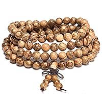 8mm 108 Beads Necklace Natural Wood Mala Beads Bracelet Prayer Beads for Meditation Buddhist Rosary Mala Necklace