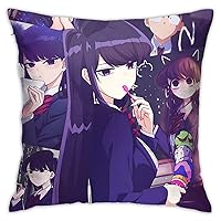 Anime Komi Can't Communicate Collage Throw Pillow Cases Dorm Decor for Bedroom Living Room 18x18 Inch
