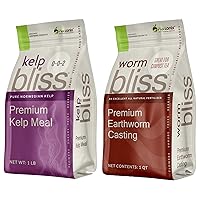 Worm Bliss (1 Qt) + Kelp Bliss (1lb) - Organic Worm Castings & Pure Kelp Meal Fertilizer - Organic Worm Fertilizer for Plants, Gardens, Potting Soil - 70+ Nutrients for Healthy Plant & Root Growth