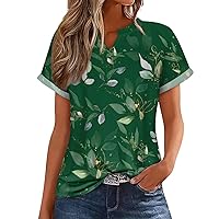 Women's Summer Shirt Fashion Loose Casual Printing V-Neck Top Hawaiian Shirts for Women